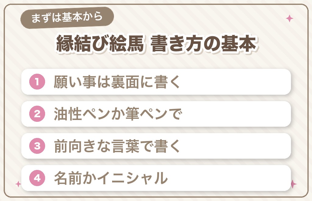 縁結び絵馬の書き方【結論・基本ルール】