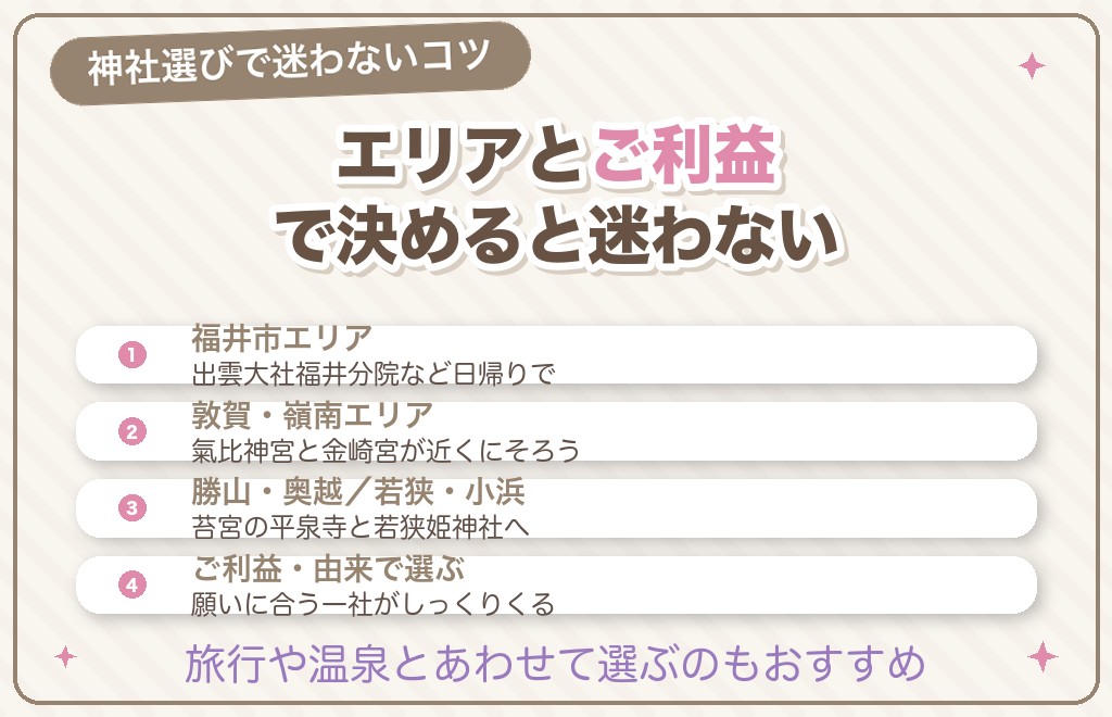 福井の縁結び神社の選び方|エリアとご利益で決めると迷わない