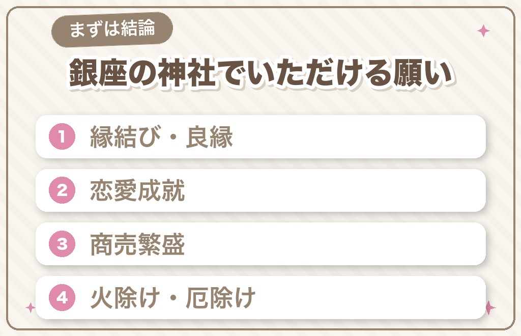 銀座の神社・パワースポットでいただけるご利益【結論】