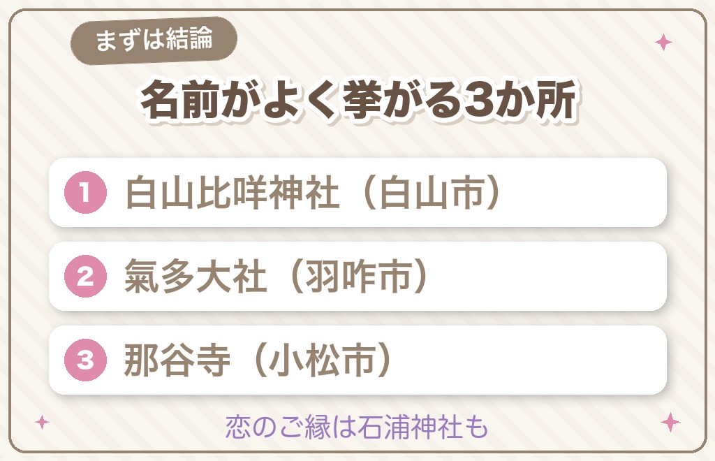 石川県のパワースポットはどこが最強?まず知りたい結論