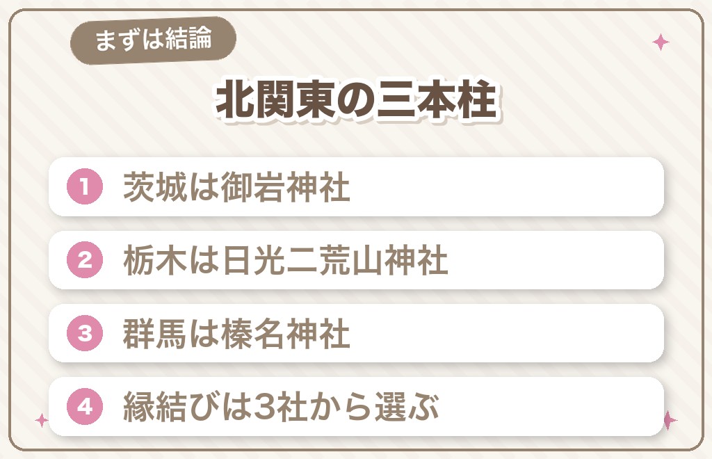 北関東のパワースポットは茨城・栃木・群馬の古社が中心【結論】