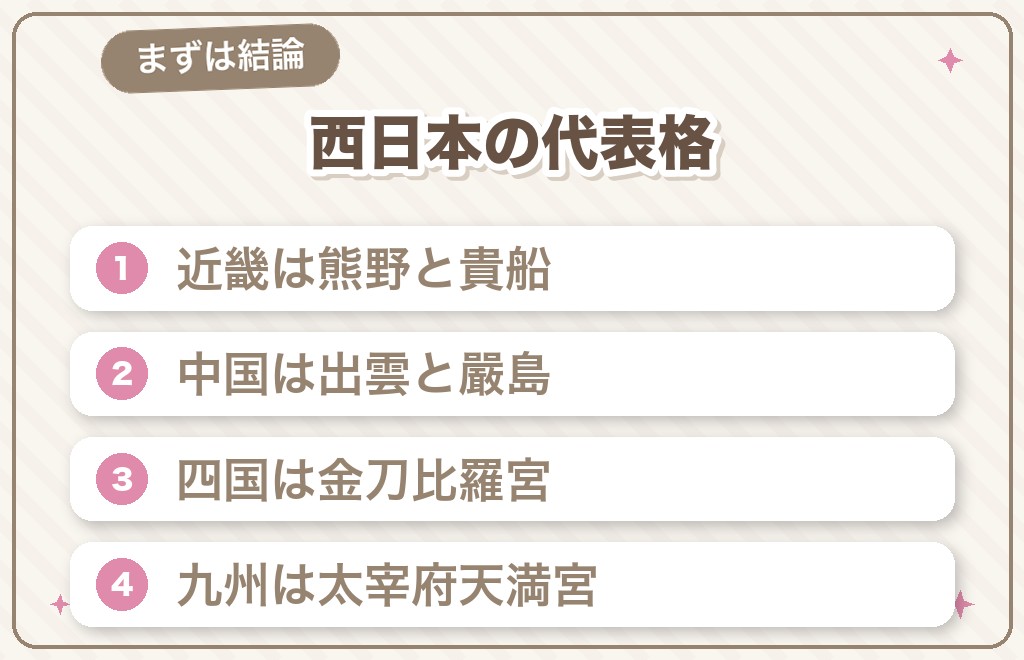 西日本のパワースポットはどこ?まず知りたい結論