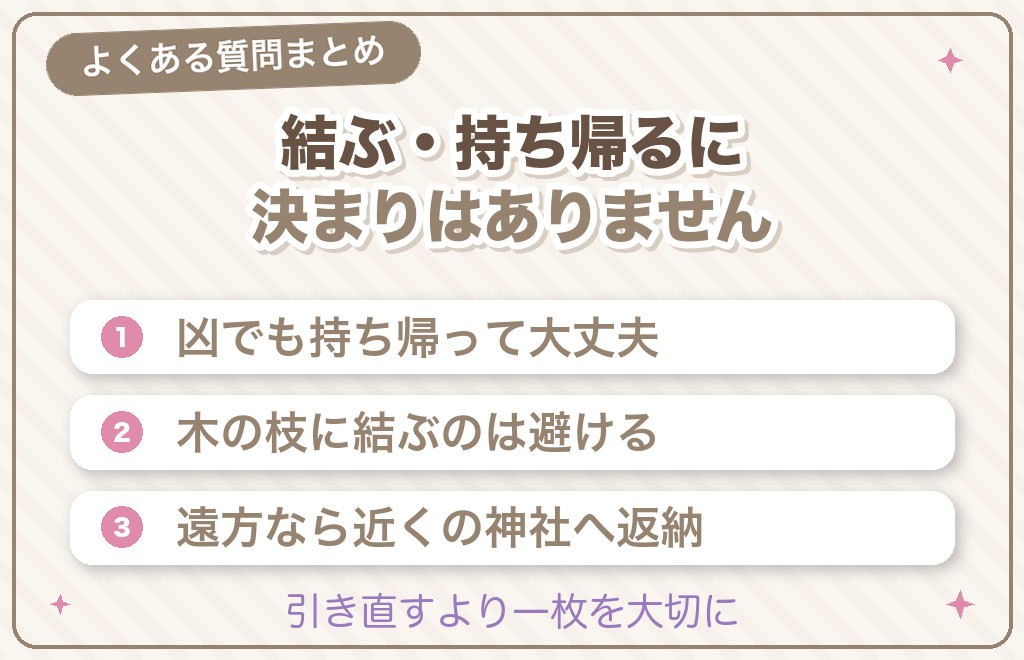 おみくじの結ぶ・持ち帰るに関するよくある質問