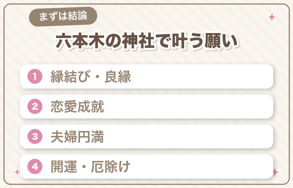 六本木の神社・パワースポットで叶う願い【結論】
